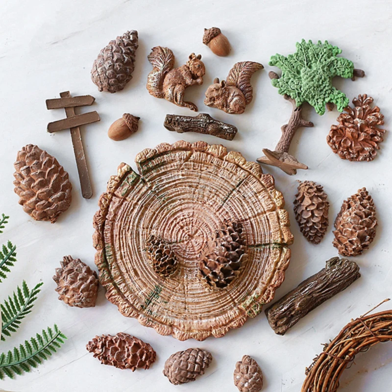 

Forest Style filbert squirrel Wood pinecone tree root shape silicone Cake Mold Fondant Cake tool Baking Decoration Mould