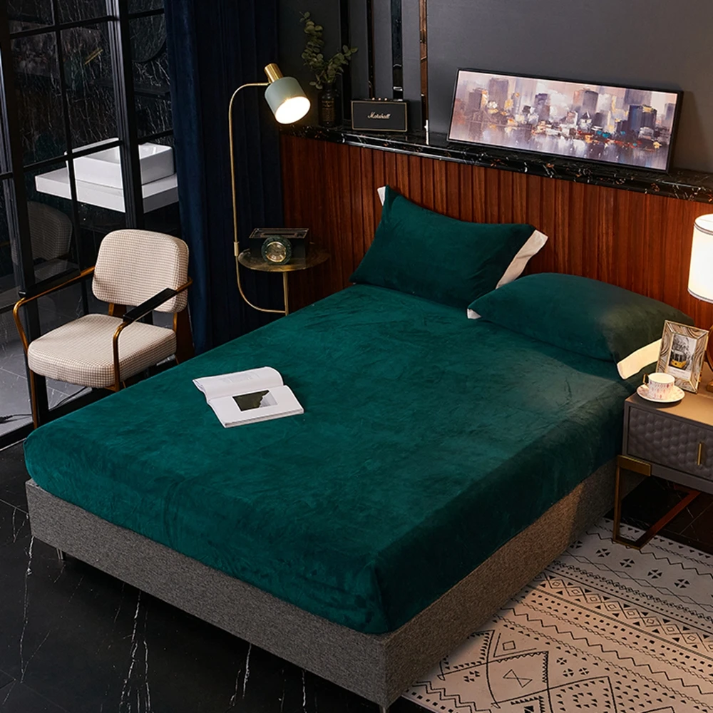 

Однотонные фланелевые простыни, зимняя теплая плюшевая натяжная простыня, мягкое Норковое кашемировое постельное белье, наматрасник, элас...