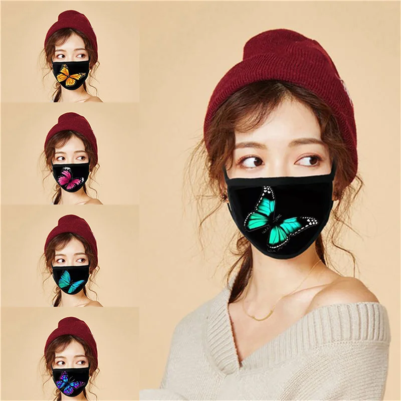 

2022 женские маски с принтом бабочки, модная Пылезащитная Солнцезащитная женская маска, чехол для лица, моющиеся многоразовые персонализиров...