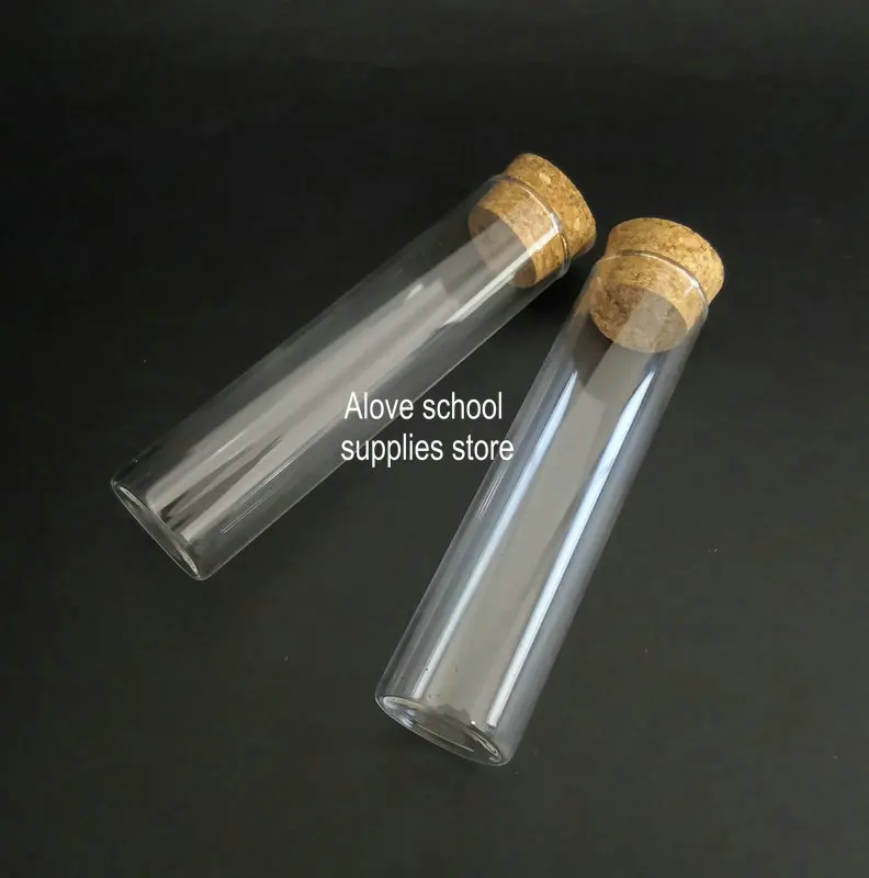 

50pcs clear 30*120mm glass test tube with cork flat bottom all Size available free shipping