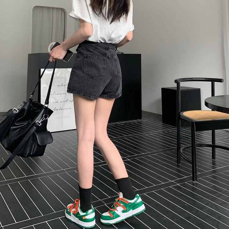 

2326 women Design high-waist straight-leg pants summer retro loose a-line wide-leg shorts