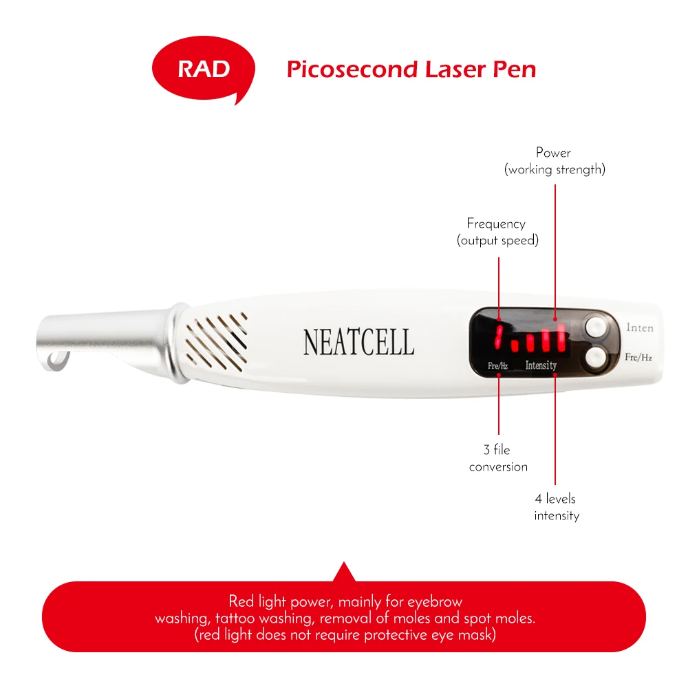 Пикосекундных лазерная ручка синий/красный светильник терапии пигмент тату шрам