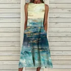 Женское летнее длинное платье с цветочным принтом