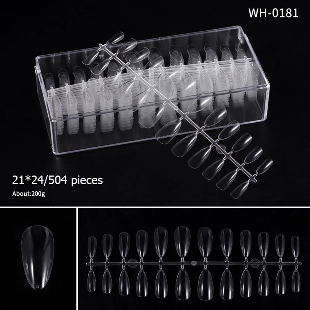 

504pcs Stiletto Long Nails Transparent Clear Nails Art DIY Acrylic UV Gel Manicures Artificial Fake Nail Plastic Press On