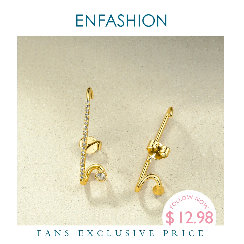 ENFASHION Панк горный хрусталь серьги гвоздики для женщин заявка на цвет золота