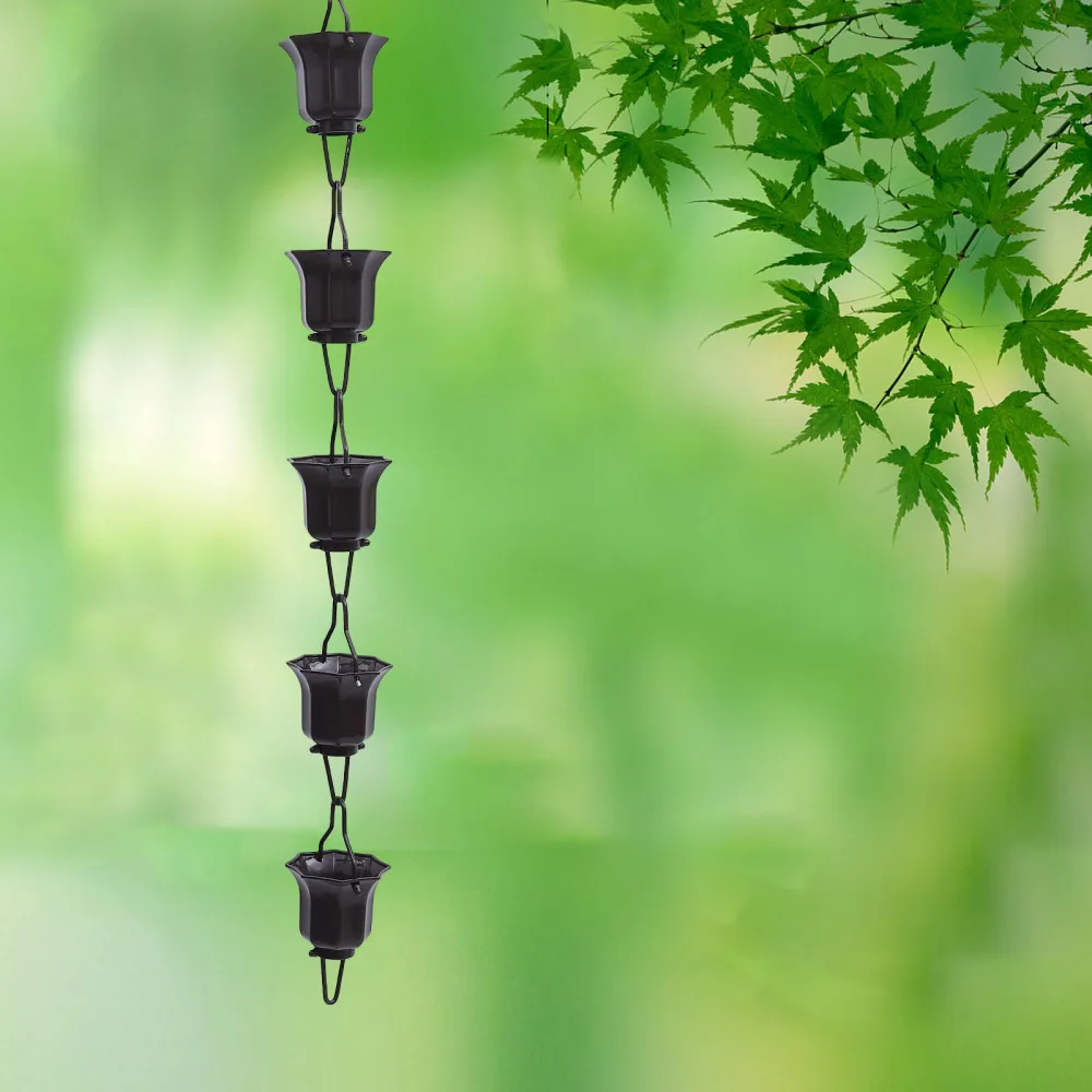 

1pc 1m Decorative Lotus Cups Rain Chain Rain Chain for Downspout Gutter (Coffee)
