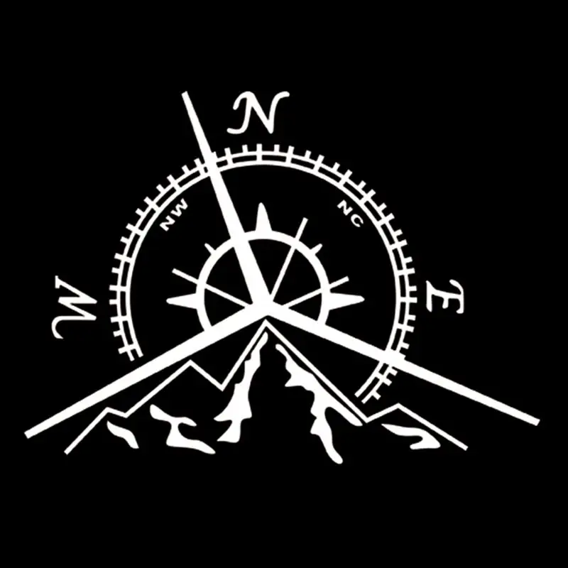 

13.7cm*9.4cm NSWE Fashion Mountains Compass Rose Decal Nautical Compass Navigate Car Sticker
