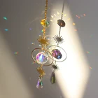 Хрустальная звезда луна кулон Радуга светоотражающие красочные бусины подвесные стеклянные призмы для улицы сад окно свадебное украшение