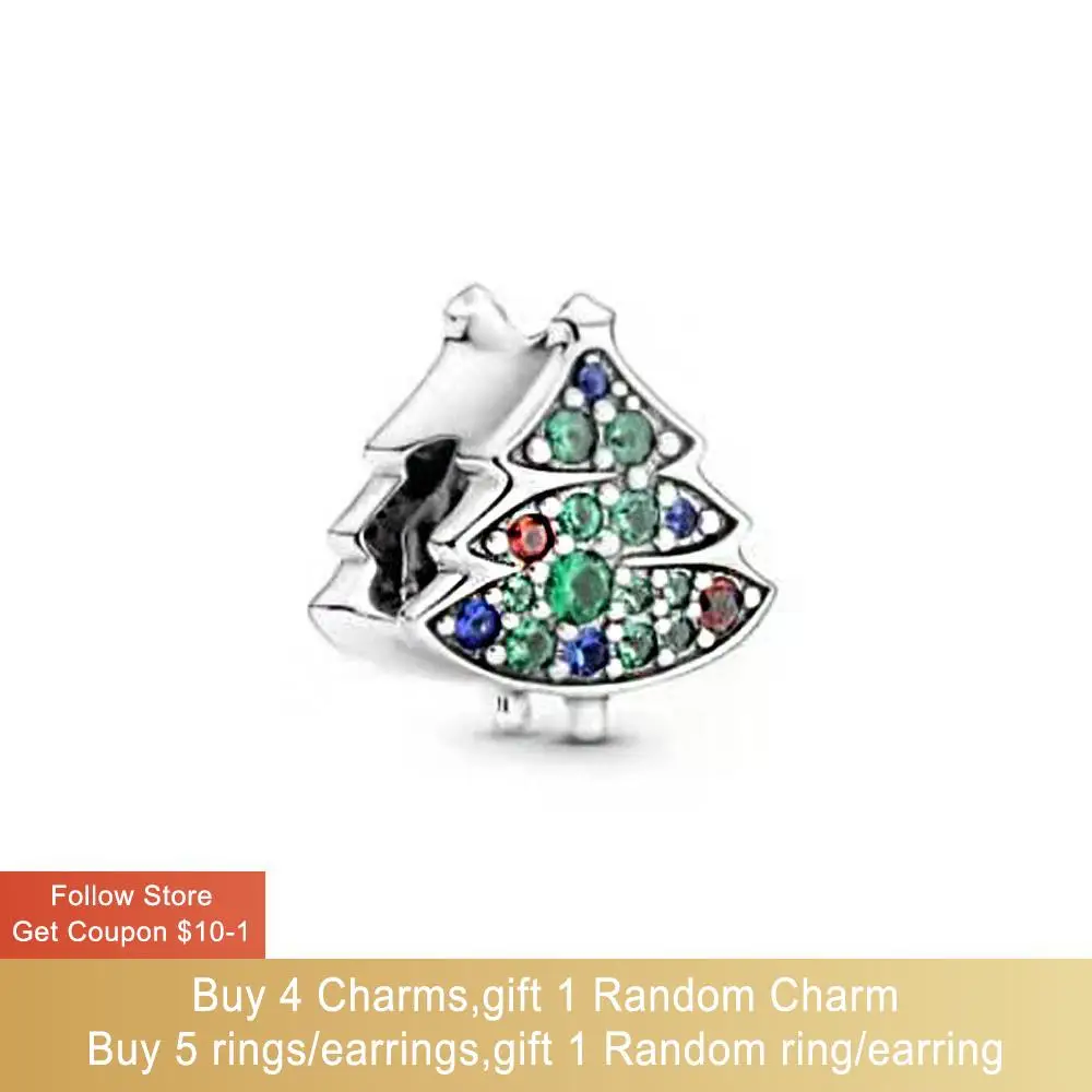 

Volayer 925 Sterling Silver Beads Christmas tree tricolor Beads fit Original Pandora Bracelets for Women Jewelry Making Gift