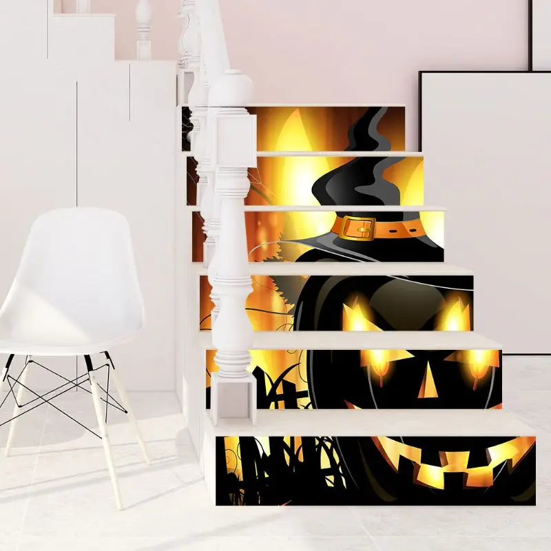 Хэллоуин лестница огненная тыква дом Украшение Наклейка для лестницы