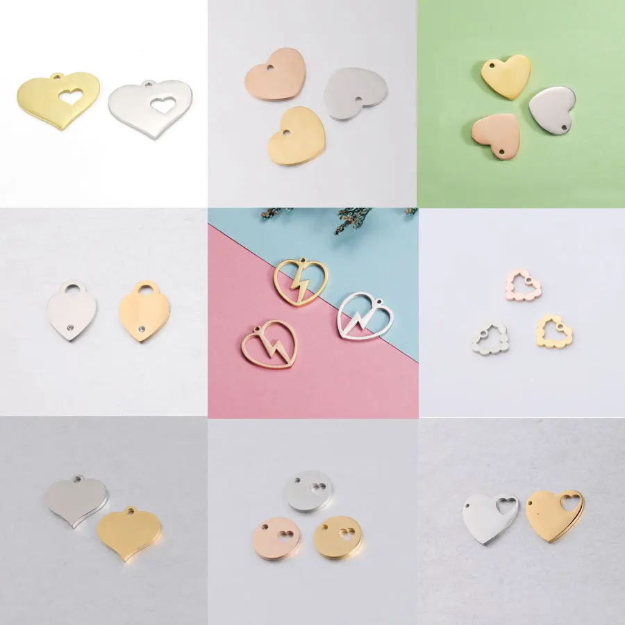 

20Pcs/Lot Hollow Heart Lightning Charms Mirror Polish Stainless Steel Charms For DIY Making Necklace Bracelets Keychain Jewelry