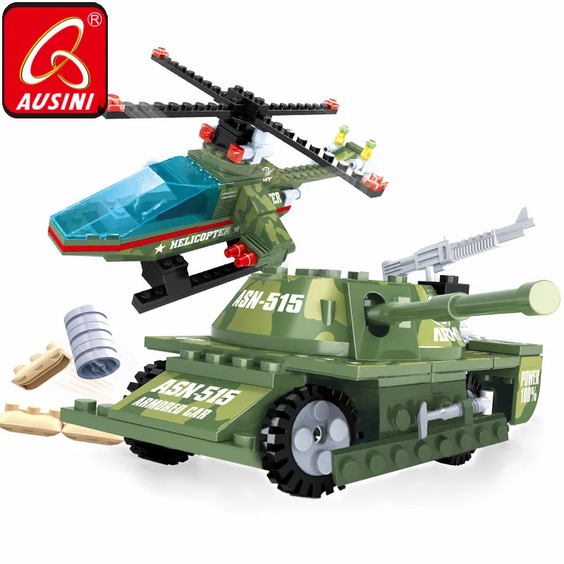 AUSINI армейские танки строительные блоки военный вертолет модель комплект