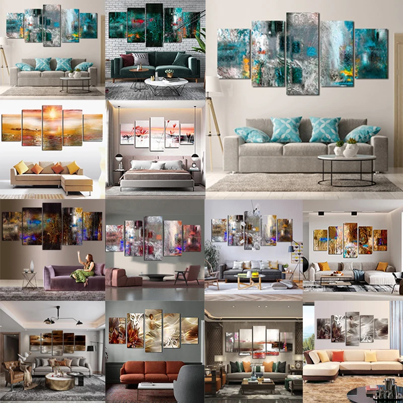 

5 Pieces Abstract Colorful Graffiti Poster Art Landscape Canvas Painting Modular Picture For Living Room Home Cuadros Decoration