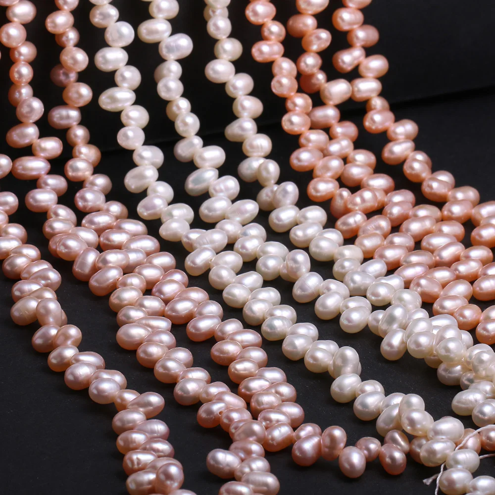 

Natural Freshwater Cultured Pearls Beads Oval Shape 100% Natural Pearls for Jewelry Making DIY Strand 13 Inches