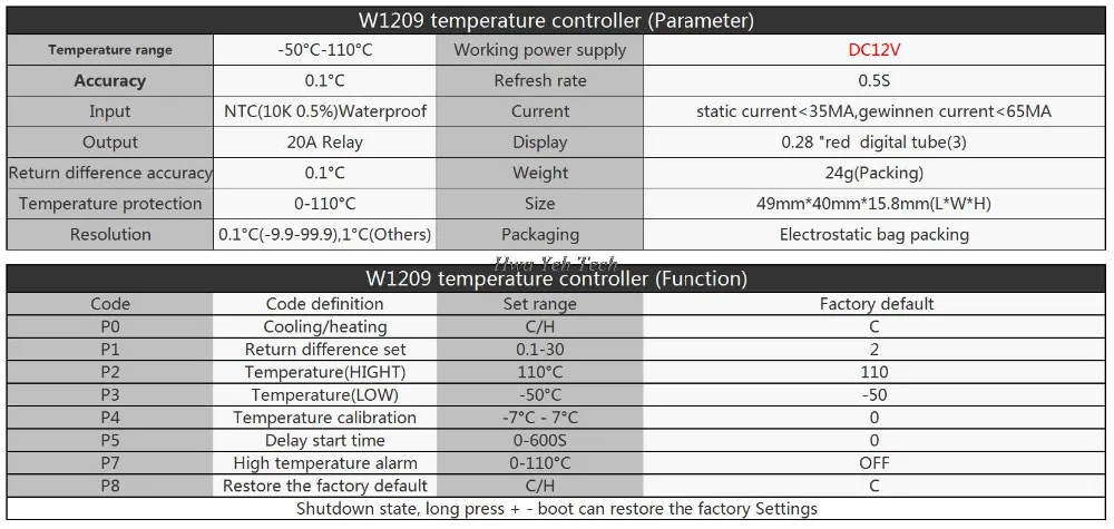 1 пьезас W1209 DC 12 V Температура Fria termostato контроль температуры прерыватель управление температурой termómetro term