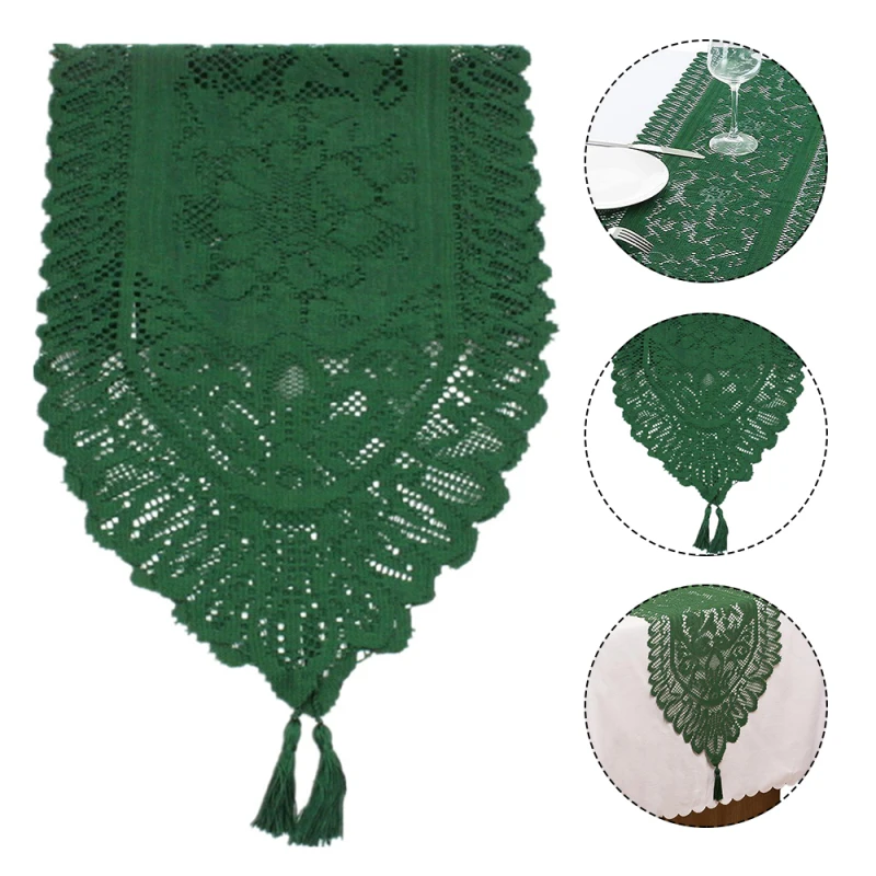 

Embroidered Lace Table Runner Exquisite Desktop Decoration Long Tablecloth For Christmas Party Decoration 30x90cm Xmas Gift