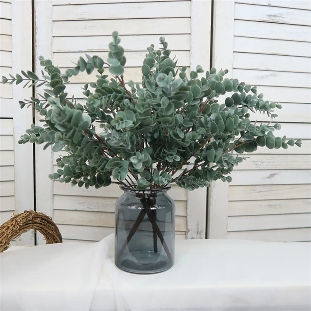 

Nordic 45cm Wind Artificial Plants Bunch Eucalyptus Money Leaf Home Wedding Deco Flower Arrangement Photography Props Gray Green