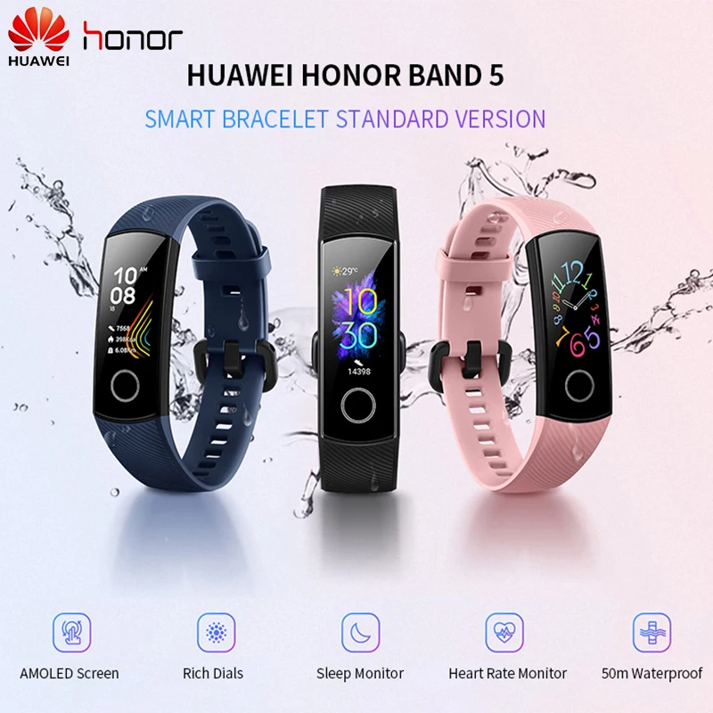 Глобальная версия HUAWEI Honor Band 5 умный браслет с кислородом крови трекер сердечного