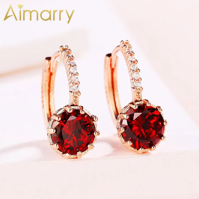 

Aimarry 925 Sterling Silver AAA Zircon Crystal Gold Earrings For Women Party Charm Gifts Engagement Wedding Fashion Jewelry