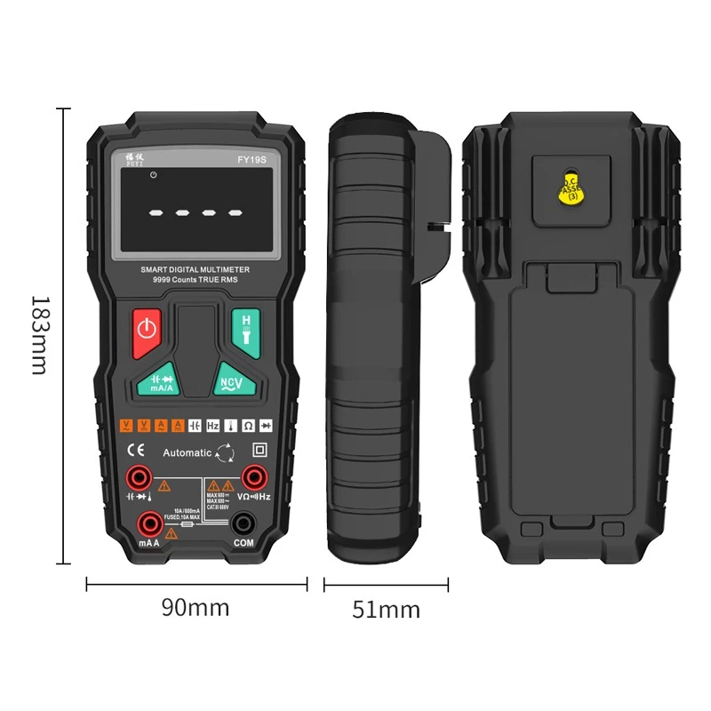 

FY19S Intelligent True RMS Digital Multimeter High Precision 9999 Counts Display AC DC Voltage Current Meter Capacitance