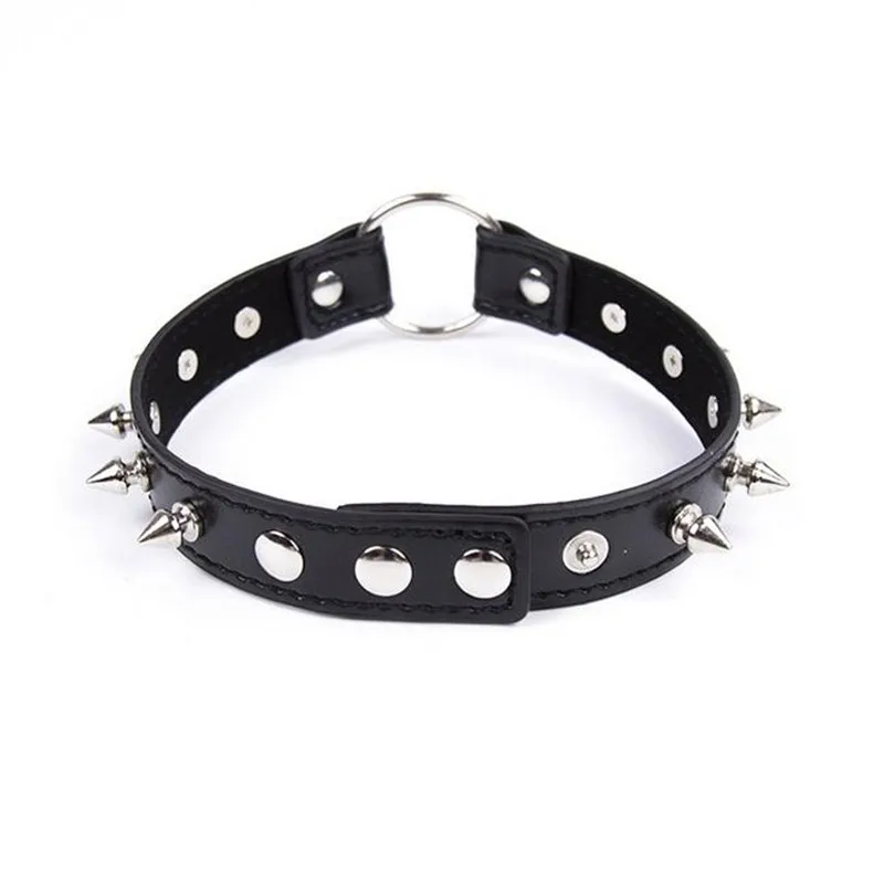 Новинка Черное Кожаное ошейник с заклепками соблазнительный поводок для БДСМ