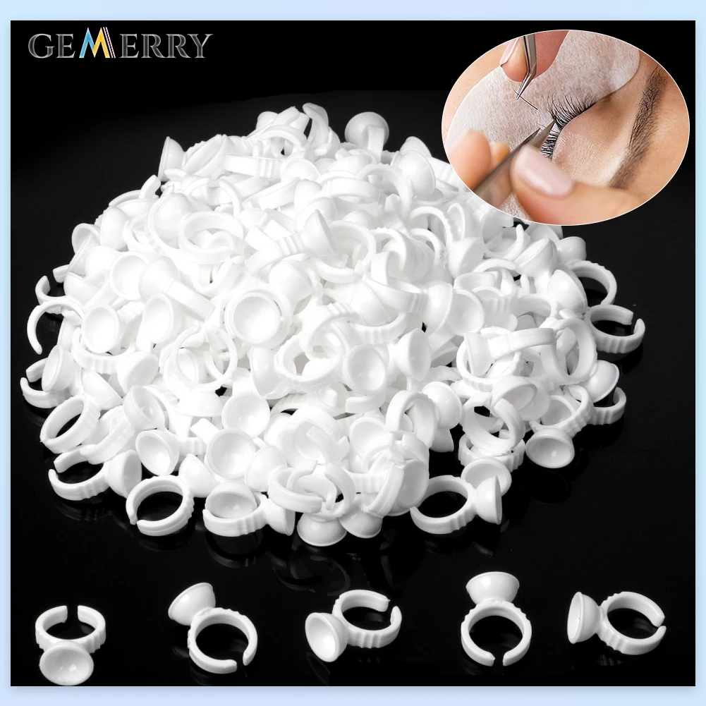 

100pcs / Set Glue Rings Cups Wholesale Eyelash Extension Supplies Glue Tattoo Ink Holder Grafting Lash Pigment Makeup Tools