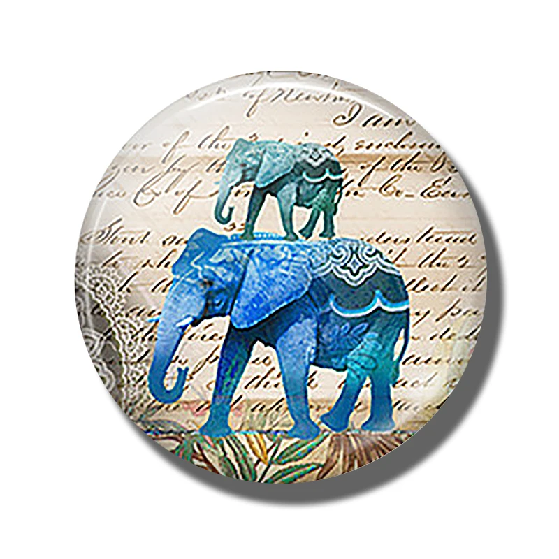 PACK OF 1 Петух Сова овца слон Павлин лошадь магниты на холодильник для детей 30 мм стеклянные круглые магнитные наклейки Животные декоративный холодильник - Цвет: PACK OF 1
