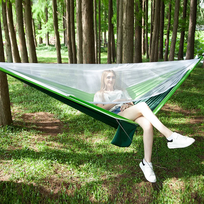 

Easy Set Up Mosquito Net Double Camping Hammock Portable Parachute Nylon Hammock for Backpacking Travel,Hiking,patio Furniture