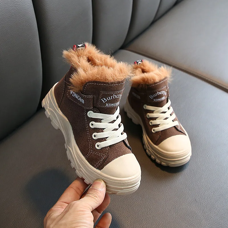 Ботинки для мальчиков Новинка Зима 2019 модные короткие ботинки средней длины с