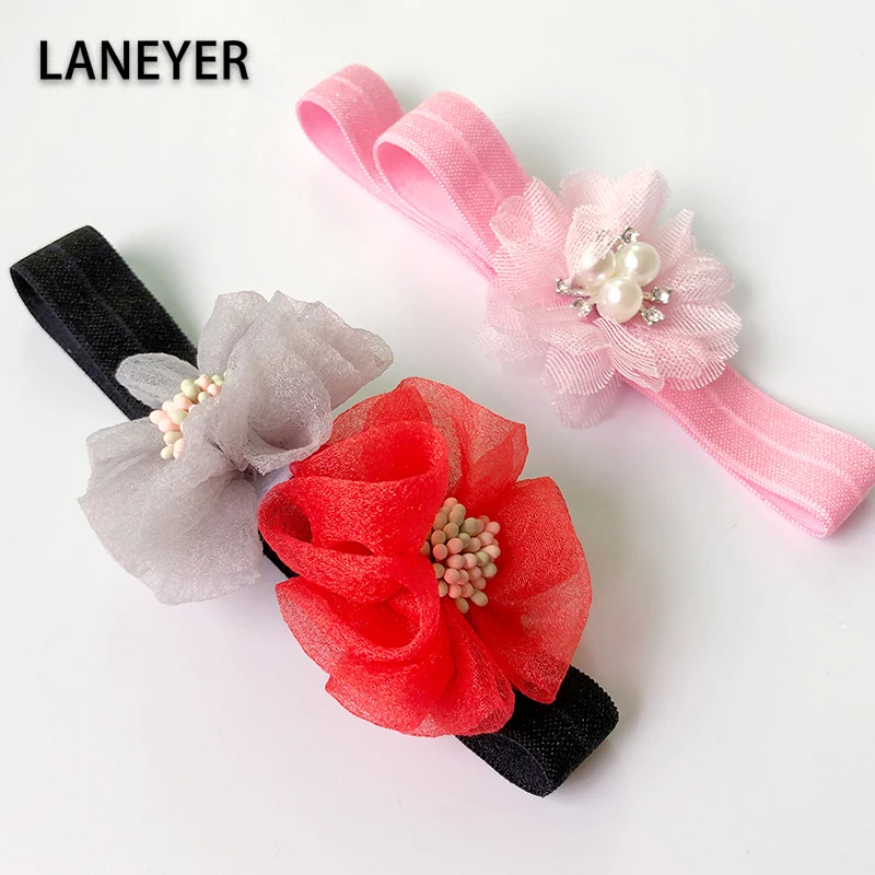 LANEYER Детская повязка на голову с бантом для девочек кружевная эластичная