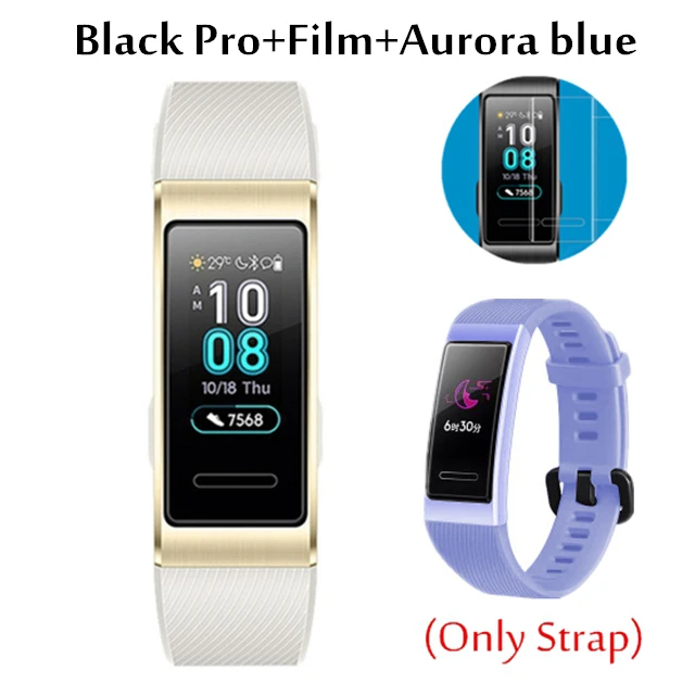 White add blue Huawei Band 3 Pro Band 3 умный браслет band 3 pulseira трекер для плавания Водонепроницаемый Bluetooth фитнес-трекер сенсорный экран - Цвет: White add blue