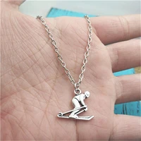 skiing sport charm creative chain necklace women pendants fashion jewelry accessory friend gifts necklace