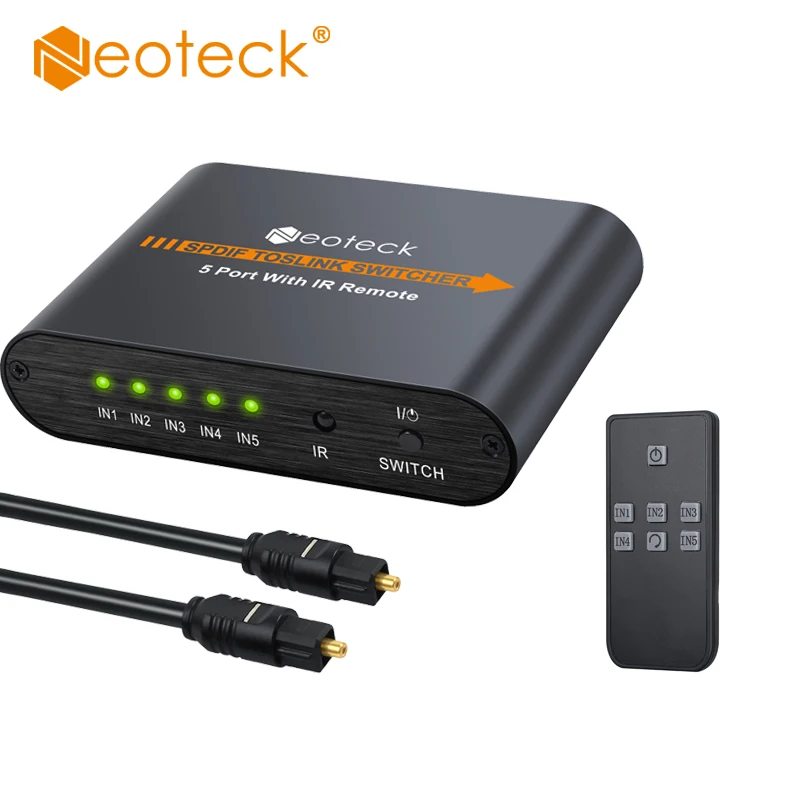 Proster 5x1 Цифровой оптический аудио коммутатор SPDIF/Toslink коммутатор 5x1 с ИК-пультом дистанционного управления оптический TosLink вход для AV усилителя