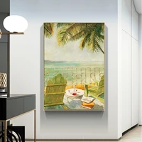 beach balcony decorative posters and prints landscape oil painting print on canvas nordic room home decor wall art pictures