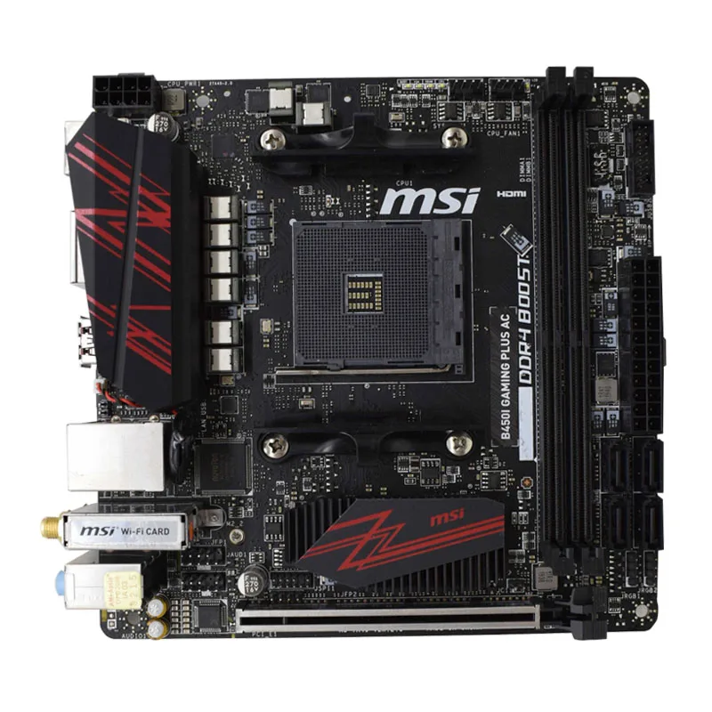 Günstig B450I GAMING PLUS AC Für MSI Desktop Verwendet Motherboard Am4 AMD B450 B450M M.2 USB 3,1 Gaming PC Ddr4 Ryzen Mini Itx PCI-E X16 Slot
