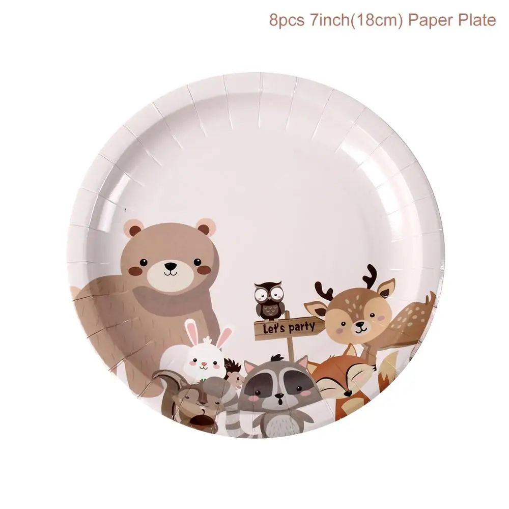 7inch Plate 8pcs Звездный лес, животные, джунгли, лес, сделай сам, Вечерние Декорации, Лесной лес, день рождения, вечеринка для ребенка, Декор, детский день рождения, принадлежности для вечеринки - Цвет: 7inch Plate 8pcs