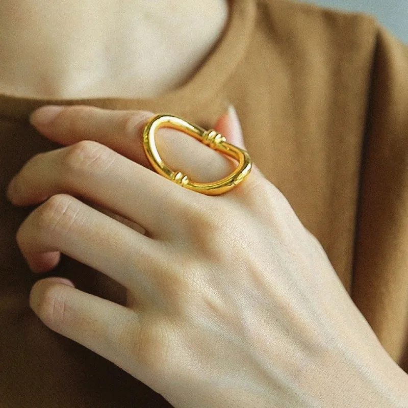 Модные геометрические металлические кольца для женщин индивидуальное большое