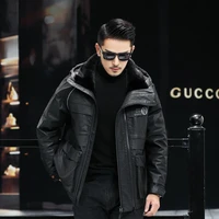 2021 winter 100 genuine cowhide leather jacket male black warm thick mink fur liner coat mens clothes jaqueta masculina gmm519