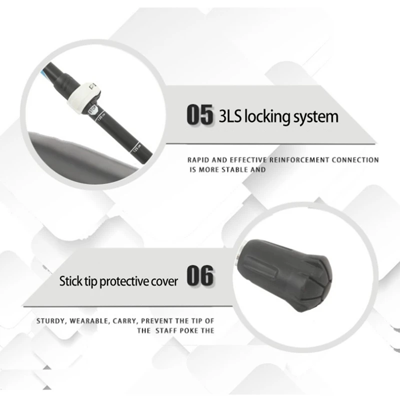 

Klis Folding Shock-Absorbing Trekking Pole 5 Sections Outdoor Walking Pole Trekking Pole Ultra-Light 7075 Aluminum Alloy