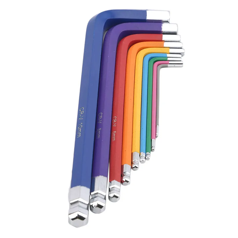 

Color Coded Ball-End Hex Allen Key L Wrench Set Torque Long Metric with Sleeve Hand Tools Bicycle Accessories 9PCS