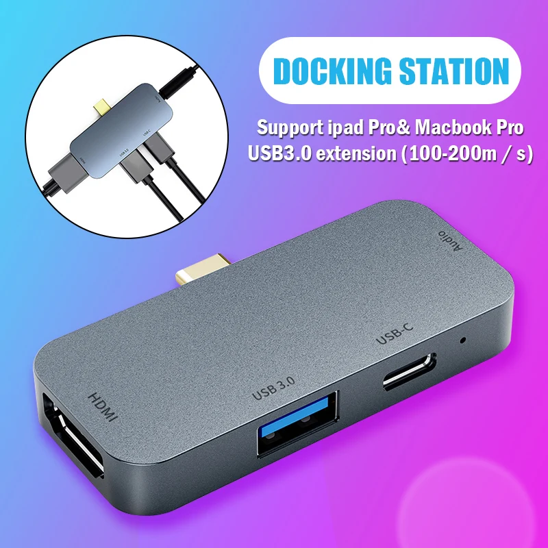 Тип c к HDMI концентратор USB3.0 алюминиевый сплав портативный для мыши клавиатуры