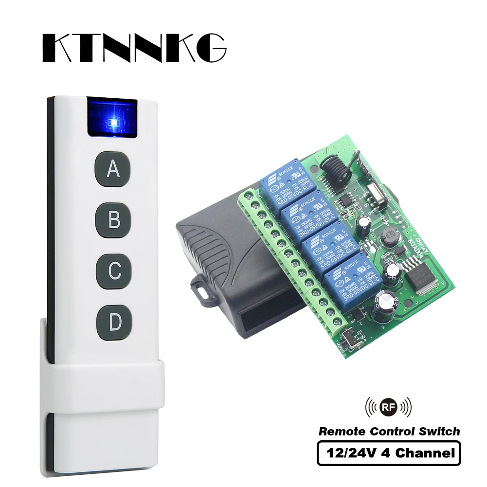 DC12V 24V 4CH Беспроводной РЧ пульт дистанционного управления Управление светильник переключатель 10A реле Выход радио модуль приемника переключатель Управление; Гаражные ворота