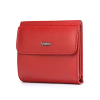 hh mini genuine leather womens wallet small luxury female id card holder wallets slim cow leather ladies money bag coin purses