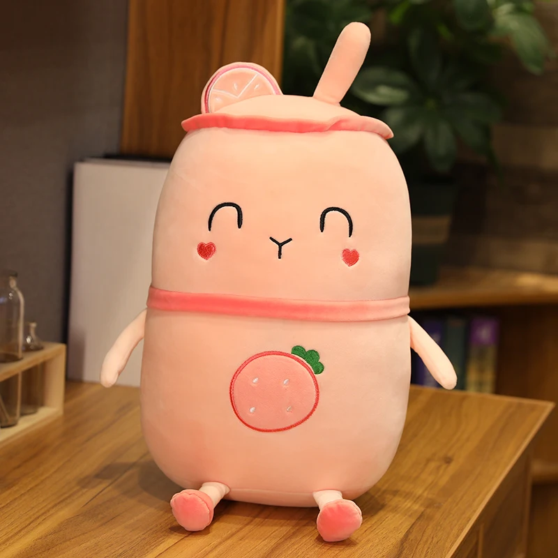

New 1pc 50cm~80cm Stuffed Fruit Juice Bubble Tea Colorful Plush Drink Bottle Avocado Strawberry Lemon Food Plushie Children Gift