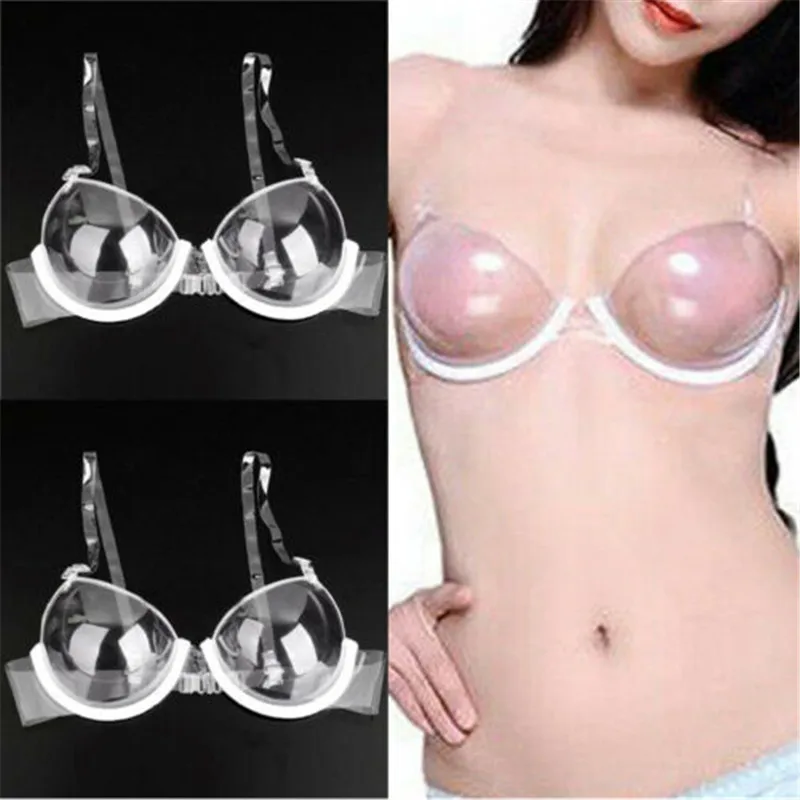 Brand New Women Transparent Invisible Push Up Bra Back Straps 3/4 Cup Clear Bras Underwear Hot Sale | Женская одежда