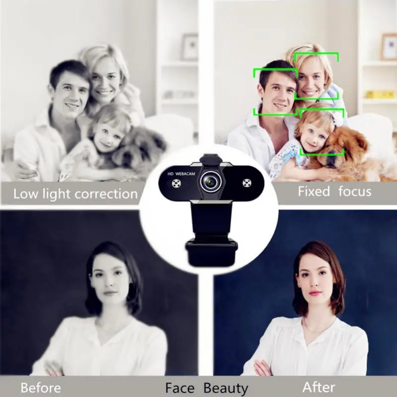 

New 2K/1080P/720P/480P HD Webcam With Mic Rotatable PC Desktop Web Cam Mini Computer Web Camera Video Recording Work Webcams