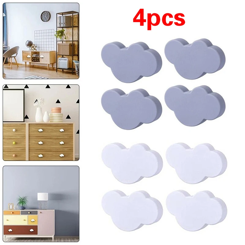 

4Pcs Cartoon Cloud Furniture Handles Children Room Knobs Handles PVC Drawer Pull Handle Door Knob for Kids Drawer Cabinet Pulls