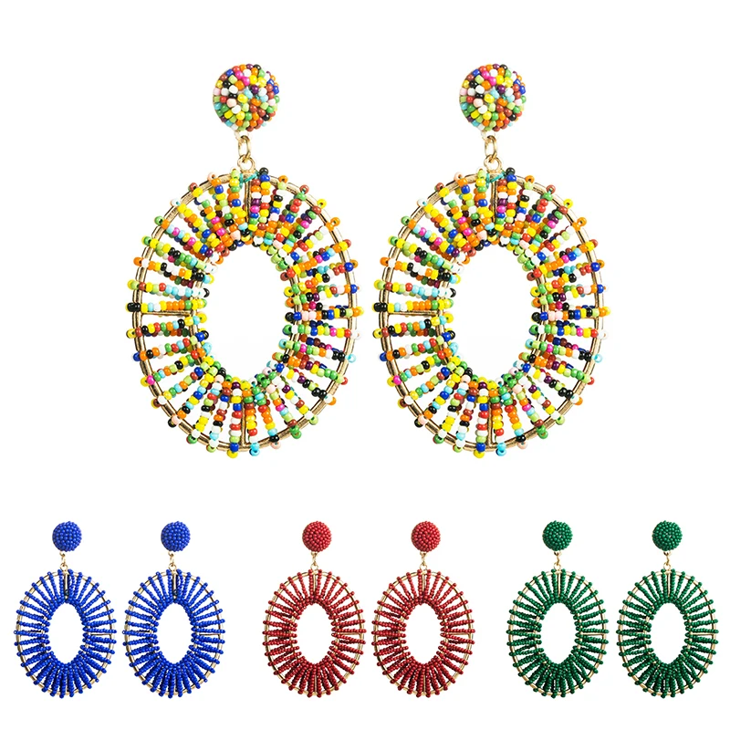 Найти меня богемные ручной работы Цвет бусины Серьги геометрический сплав