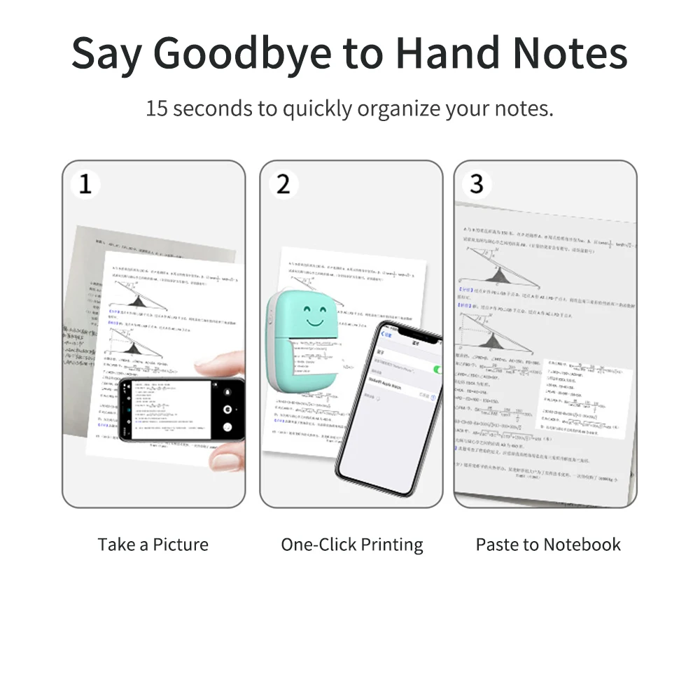 Мини Портативный термопринтер BT беспроводной принтер 203 точек/дюйм с 1 рулонная