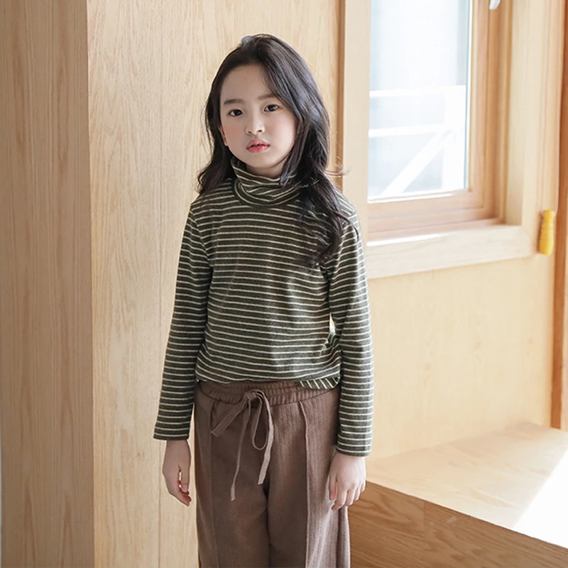 2021 теплая детская одежда блузка с высоким воротником для больших девочек Осенняя